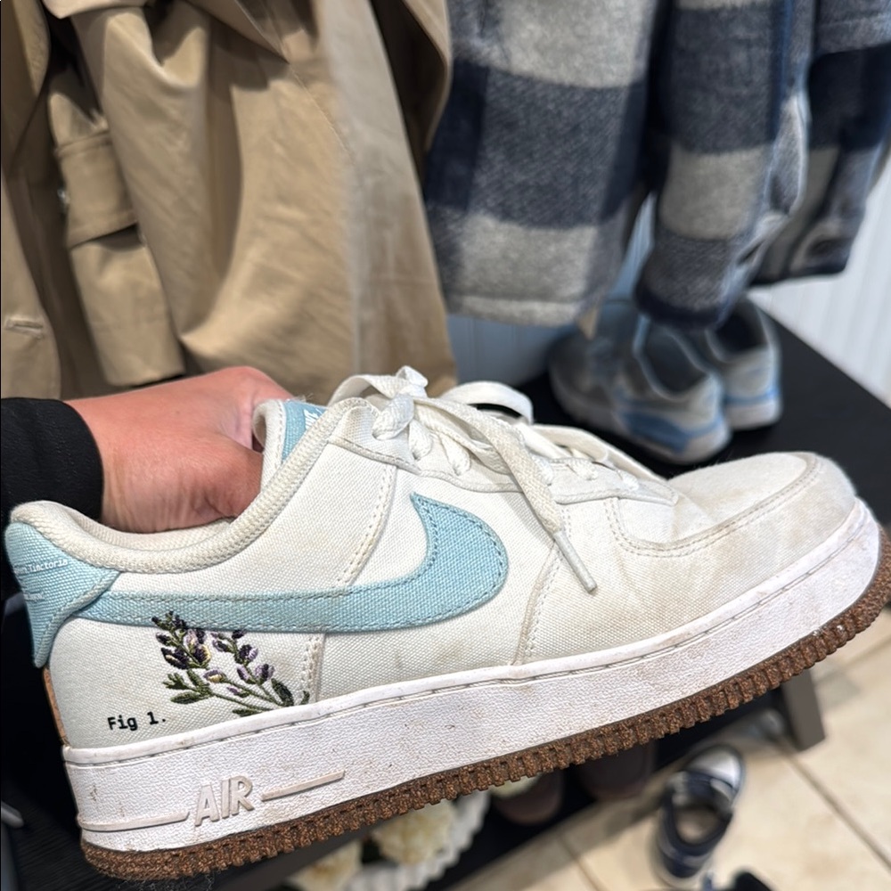 White and Blue Nike Air Sneakers